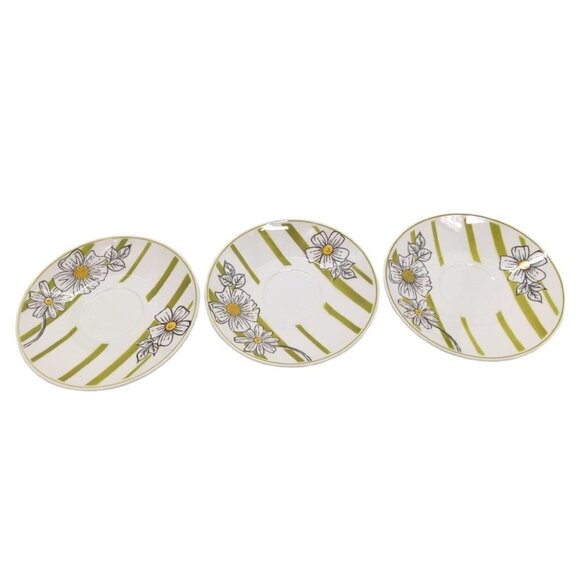 Mikasa Cera Stone Poppy Saucer Set of 3 Mid Century 3159-M - Picture 3 of 4